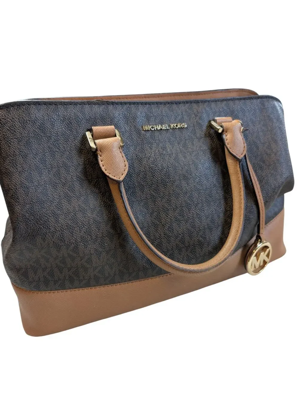 Michael Kors Signature Savannah Large Satchel Brown Acorn Gold Womens Handbag